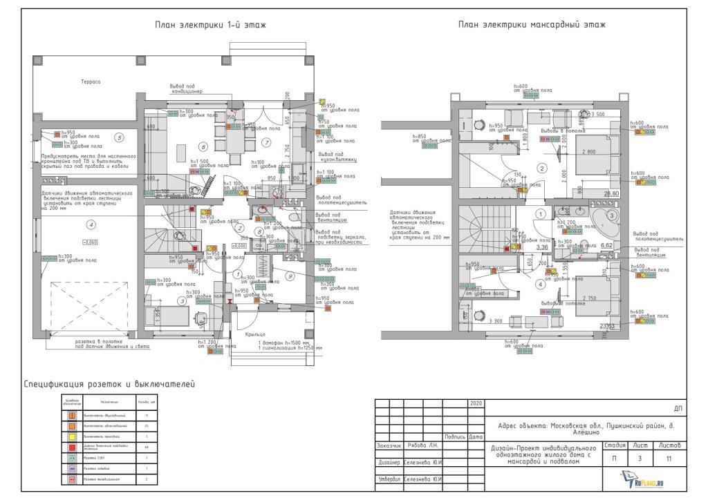 4. Планы электрики 1, 2 этаж